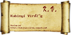 Kubinyi Virág névjegykártya